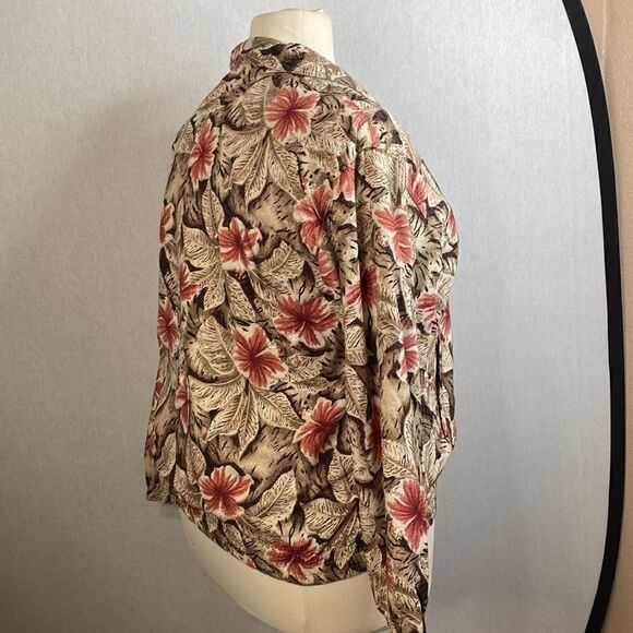 Vintage Vital Zone Women’s Floral Pink & Brown Lightweight Jacket. Like New! - Picture 5 of 16